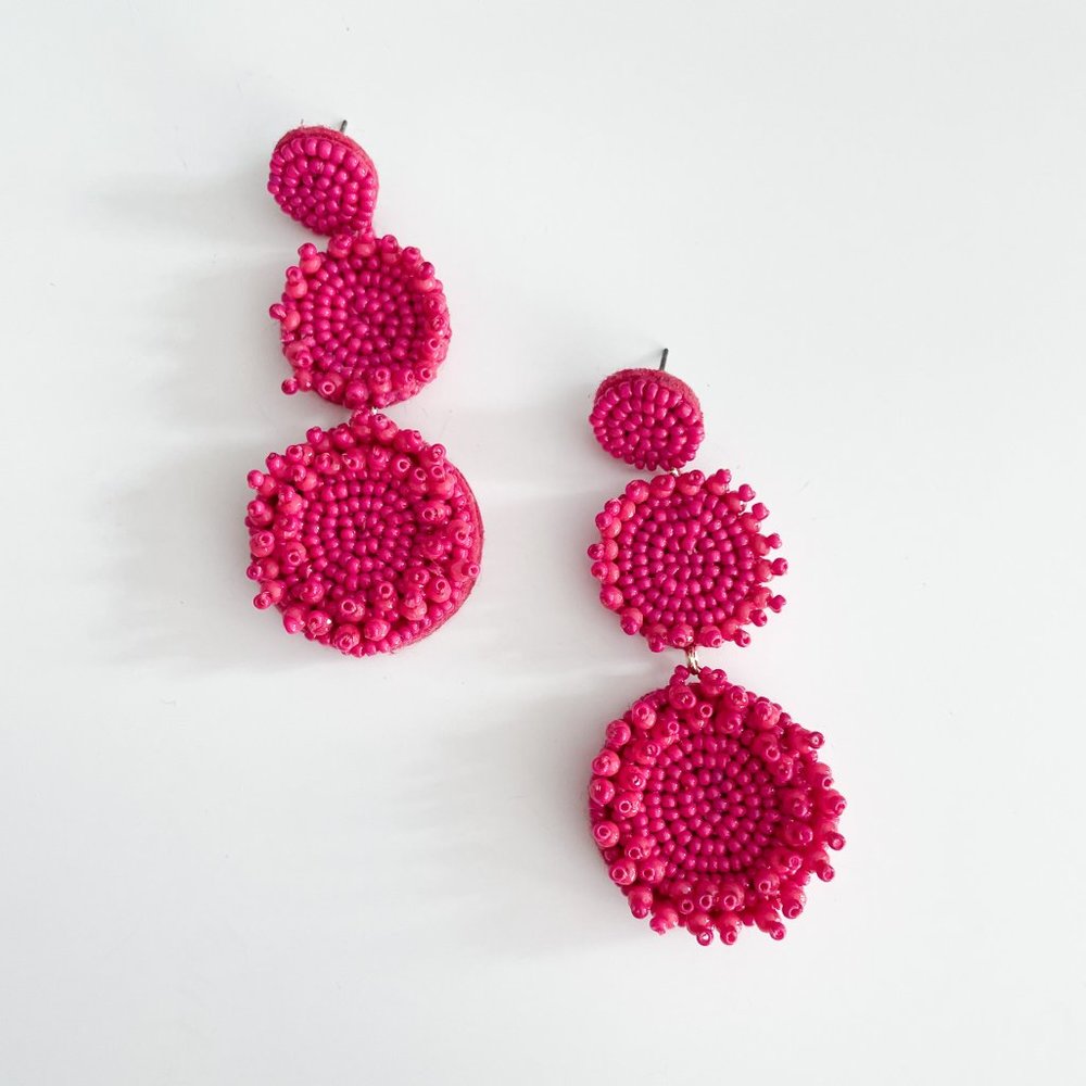 J. Crew Factory Beaded Statement Earrings (Wild Berry) - Picture 1 of 3